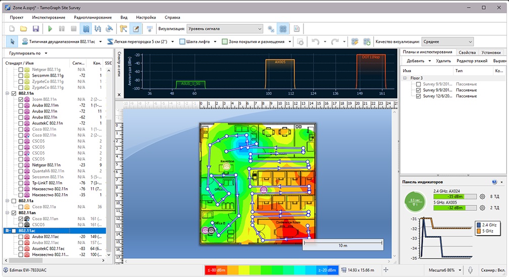 Site survey. Радиообследование WIFI. Радиопланирование WIFI. Ekahau HEATMAPPER. Отчет о радиообследование WIFI.